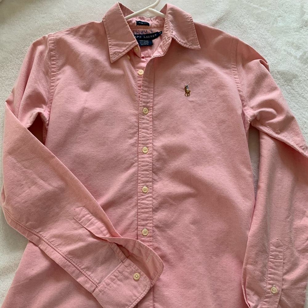 RAPLH Lauren Slim Fit Oxford Button Down Pink